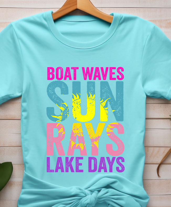 Boat Waves Sun Rays Lake Days - Lake Life - DTF Transfer