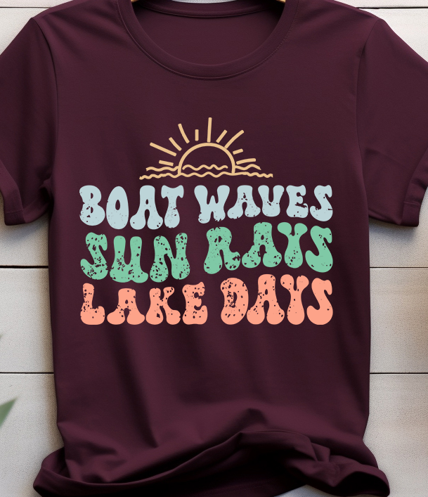 Boat Waves Sun Rays Lake Days - Lake Life - DTF Transfer