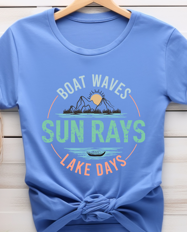 Boat Waves Sun Rays Lake Days - Lake Life - DTF Transfer