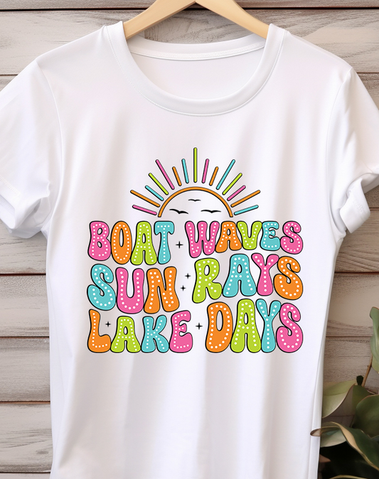Boat Waves Sun Rays Lake Days - Lake Life - DTF Transfer
