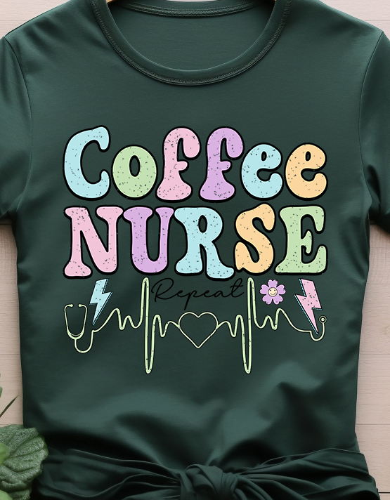 Coffee Nurse Repeat - Nurse - DTF Transfer
