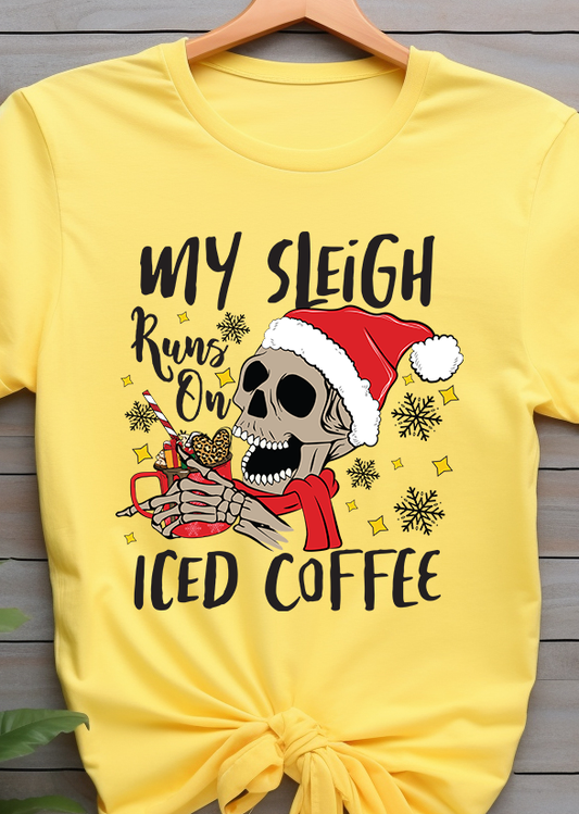 My Sleigh Runs On Iced Coffee - Coffee - DTF Transfer