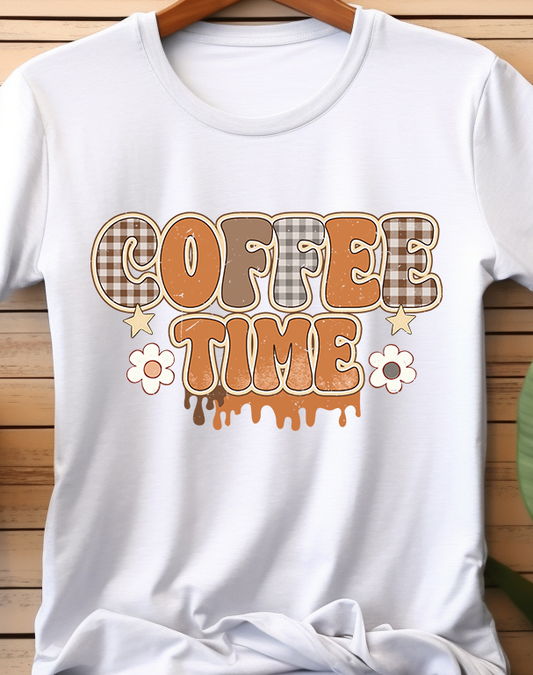 Coffee Time Checkered - Coffee - DTF Transfer