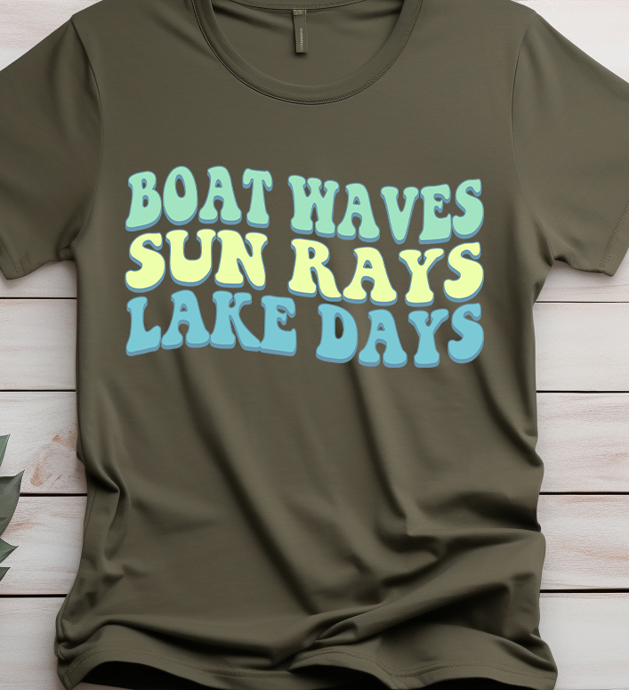 Boat Waves Sun Rays Lake Days - Lake Life - DTF Transfer