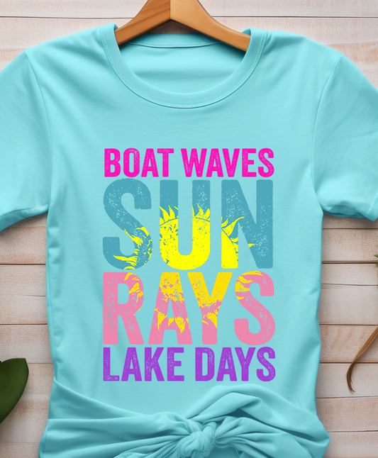 Boat Waves Sun Rays Lake Days - Lake Life - DTF Transfer