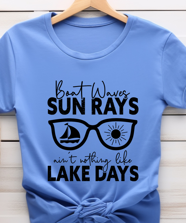 Boat Waves Sun Rays Lake Days - Lake Life - DTF Transfer