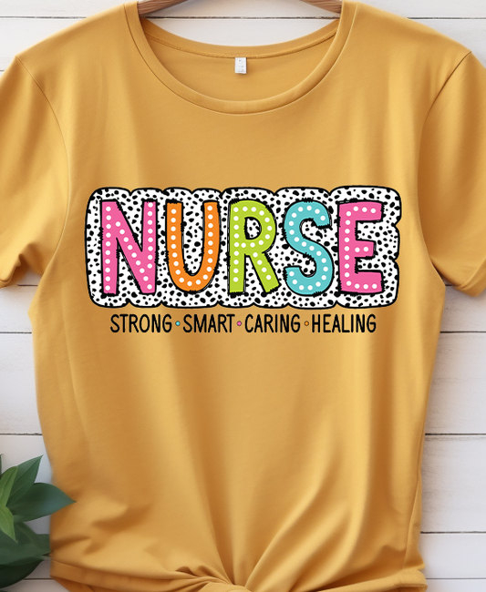 Nurse Retro Strong Smart Caring Healing - Nurse - DTF Transfer