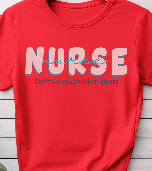 Nurse Coffee-scrubs-rubber-gloves- Nurse - DTF Transfer