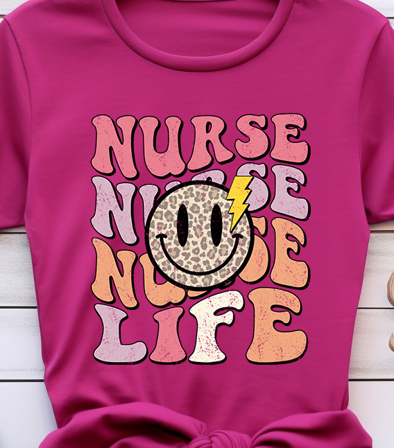 Nurse Life Retro Smiley - Nurse - DTF Transfer