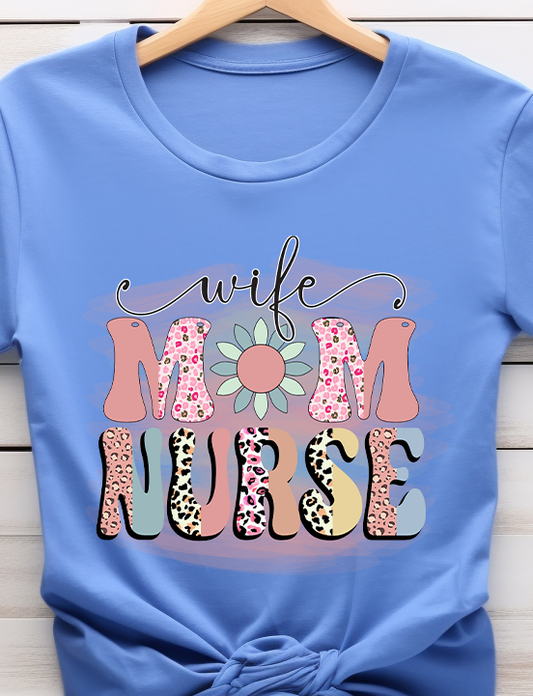 Wife Mom Nurse Retro - Nurse - DTF Transfer